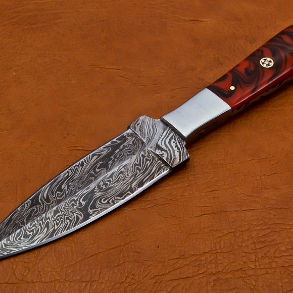 10" Handmade Damascus Hunter Knife Double Edge - Picture 4 of 16